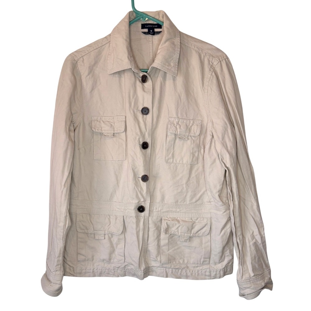 Lands' End Beige Button-Up Jacket - image 1
